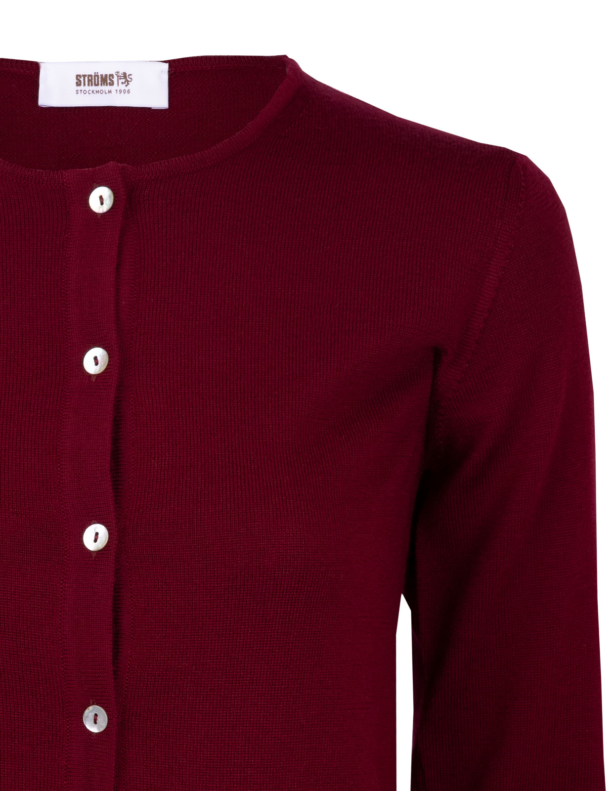 Cardigan Rundhals Vinröd Stl XS
