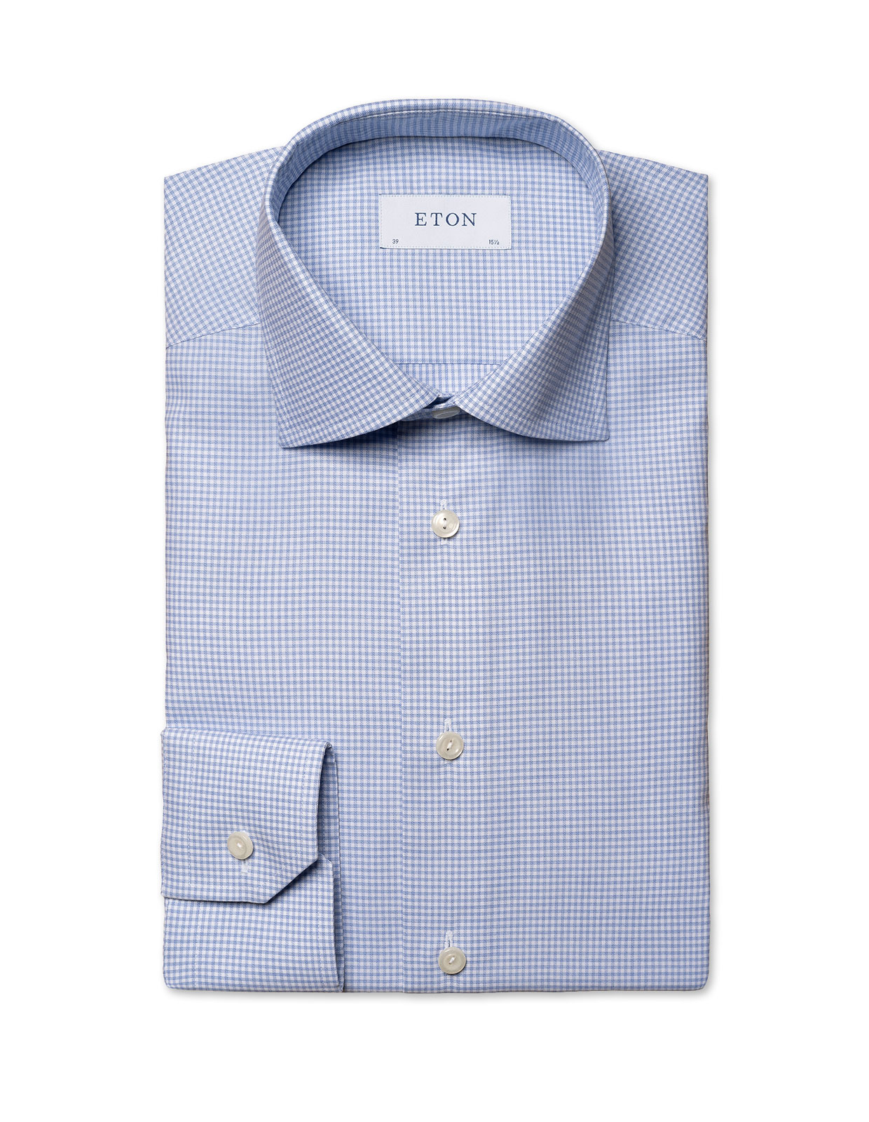 Slim Shirt Micro Check Mid Blue