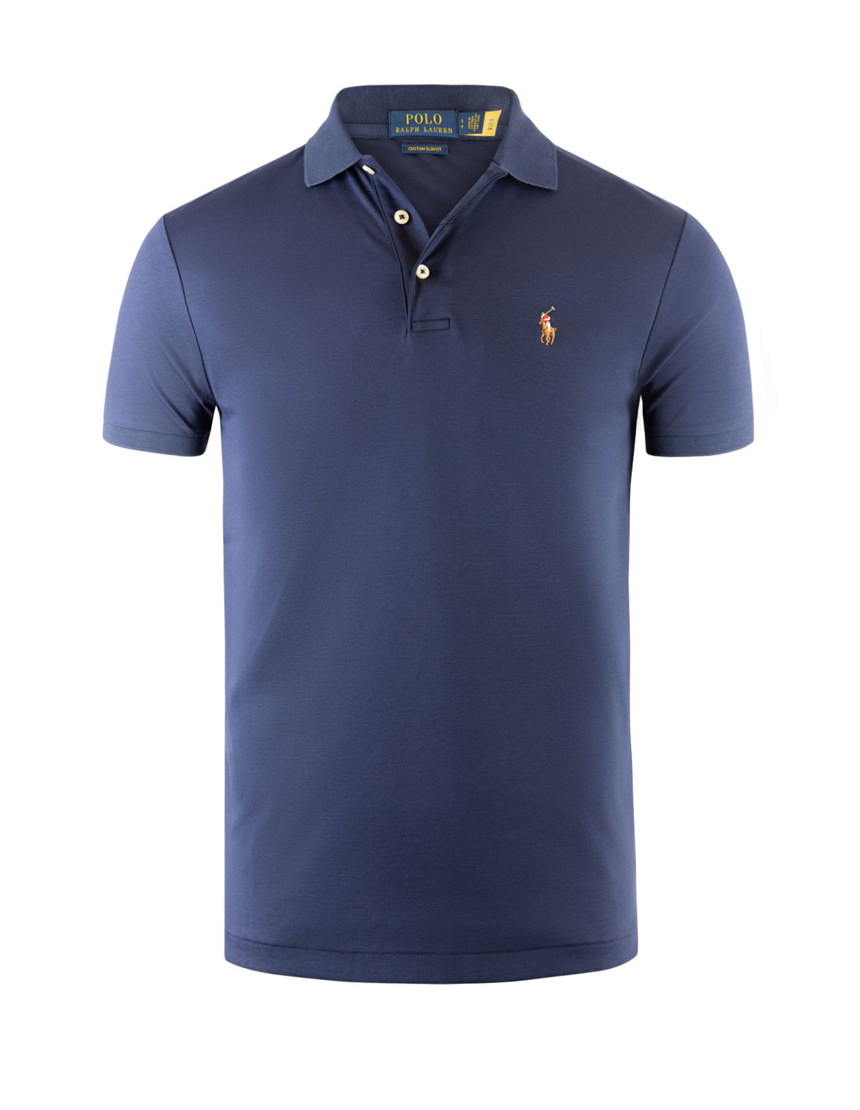 Custom Slim Fit Soft Cotton Polo Marinblå