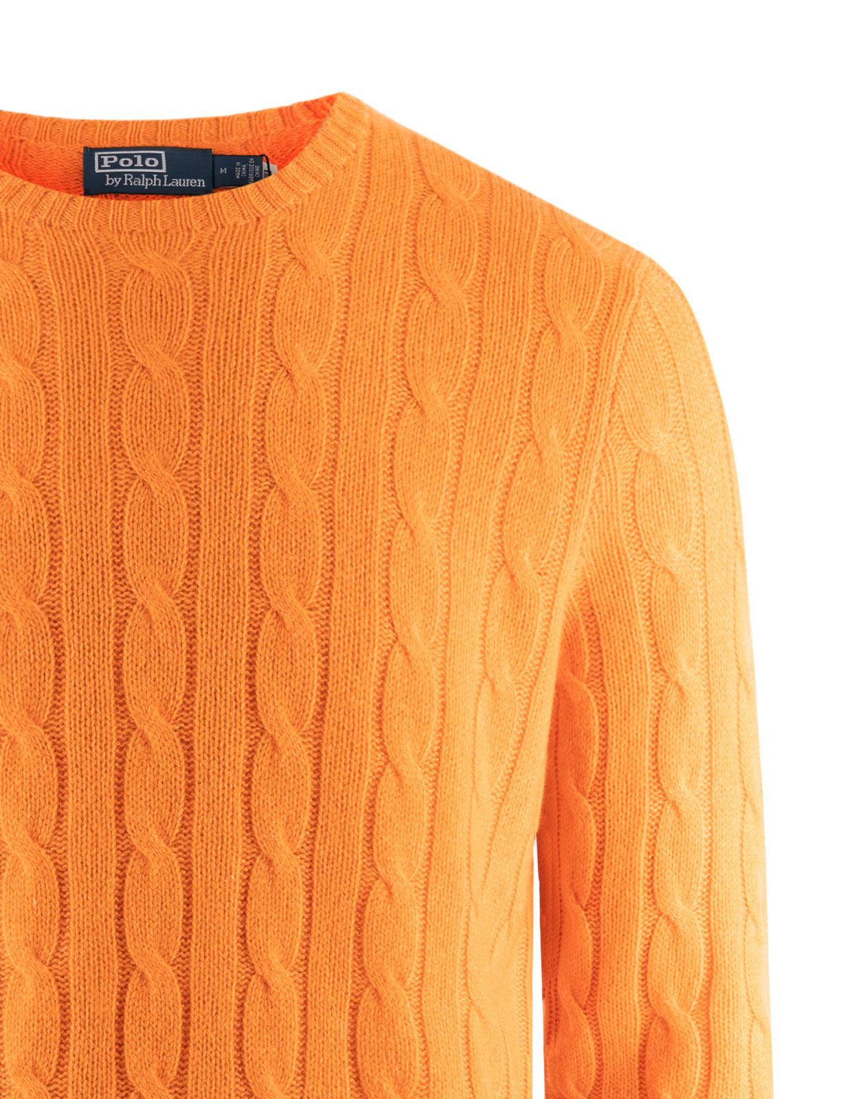 Cashmere Cable Knit Sweater Sun Orange