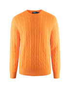 Cashmere Cable Knit Sweater Sun Orange