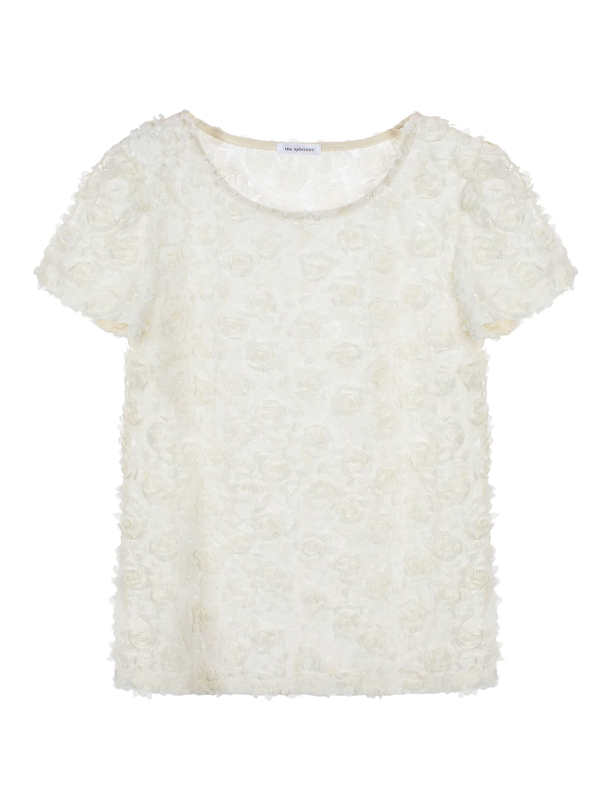 Julie 3D Floral Top Ivory