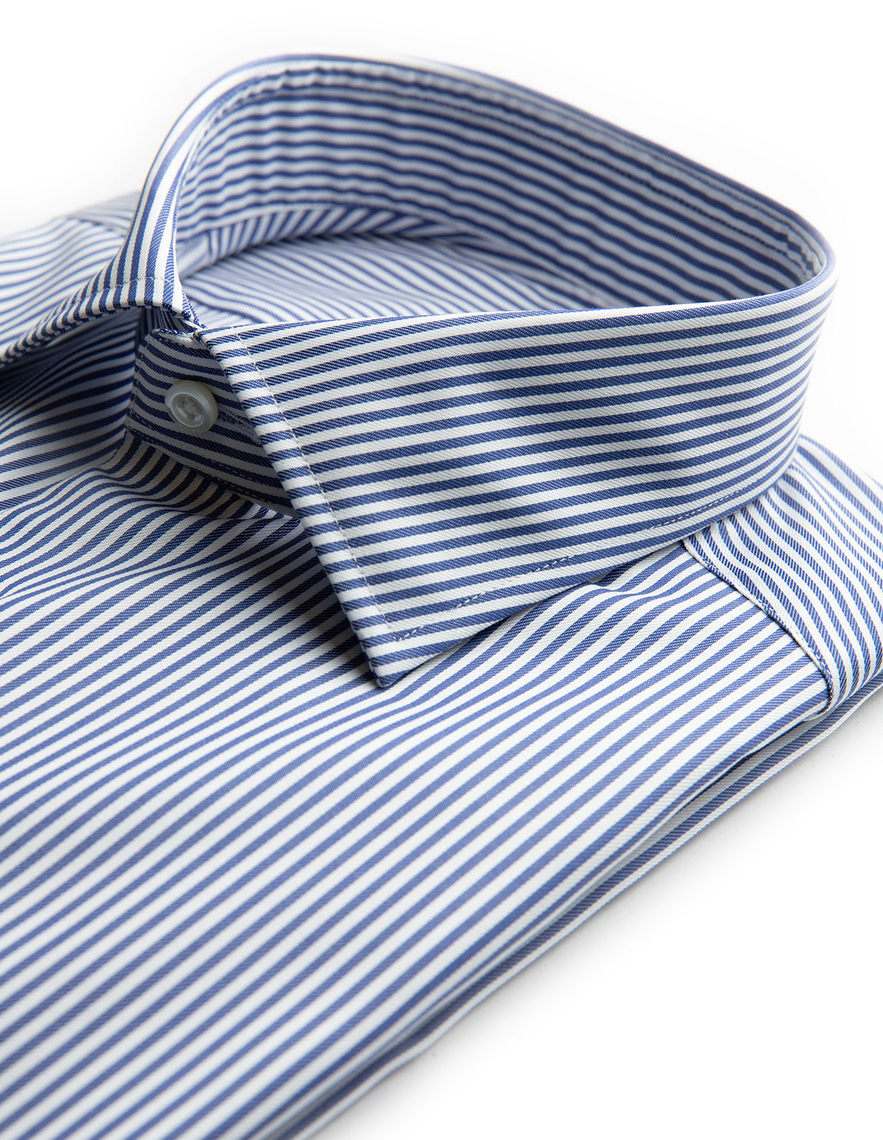 Fitted Body Twofold Stretch Shirt Navy/White