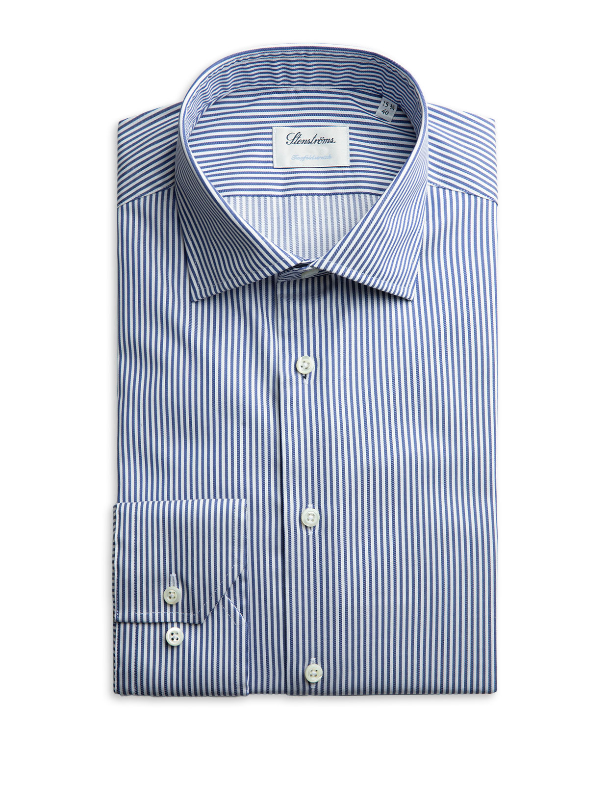Slimline Twofold Stretch Shirt Navy/White