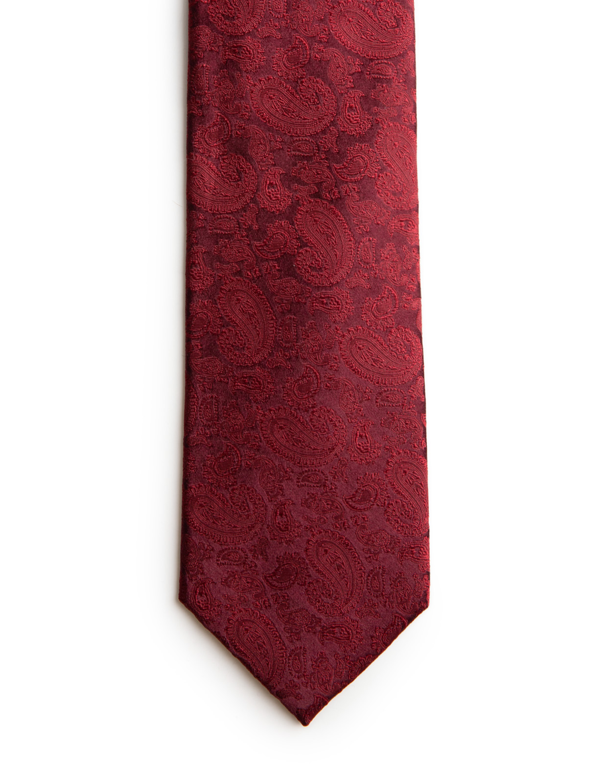 Jaquard Paisley Silk Tie Wine Red