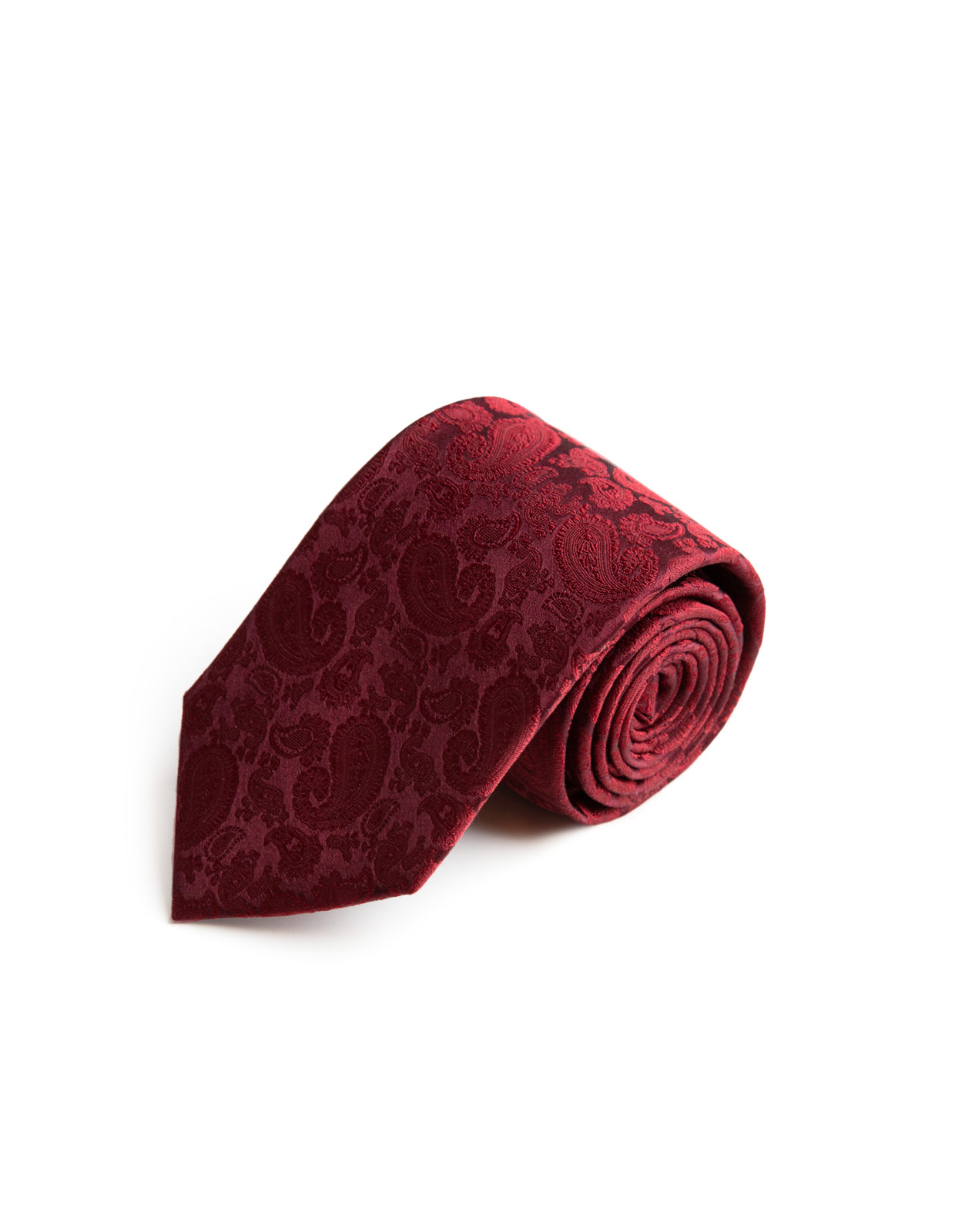 Jaquard Paisley Silk Tie Wine