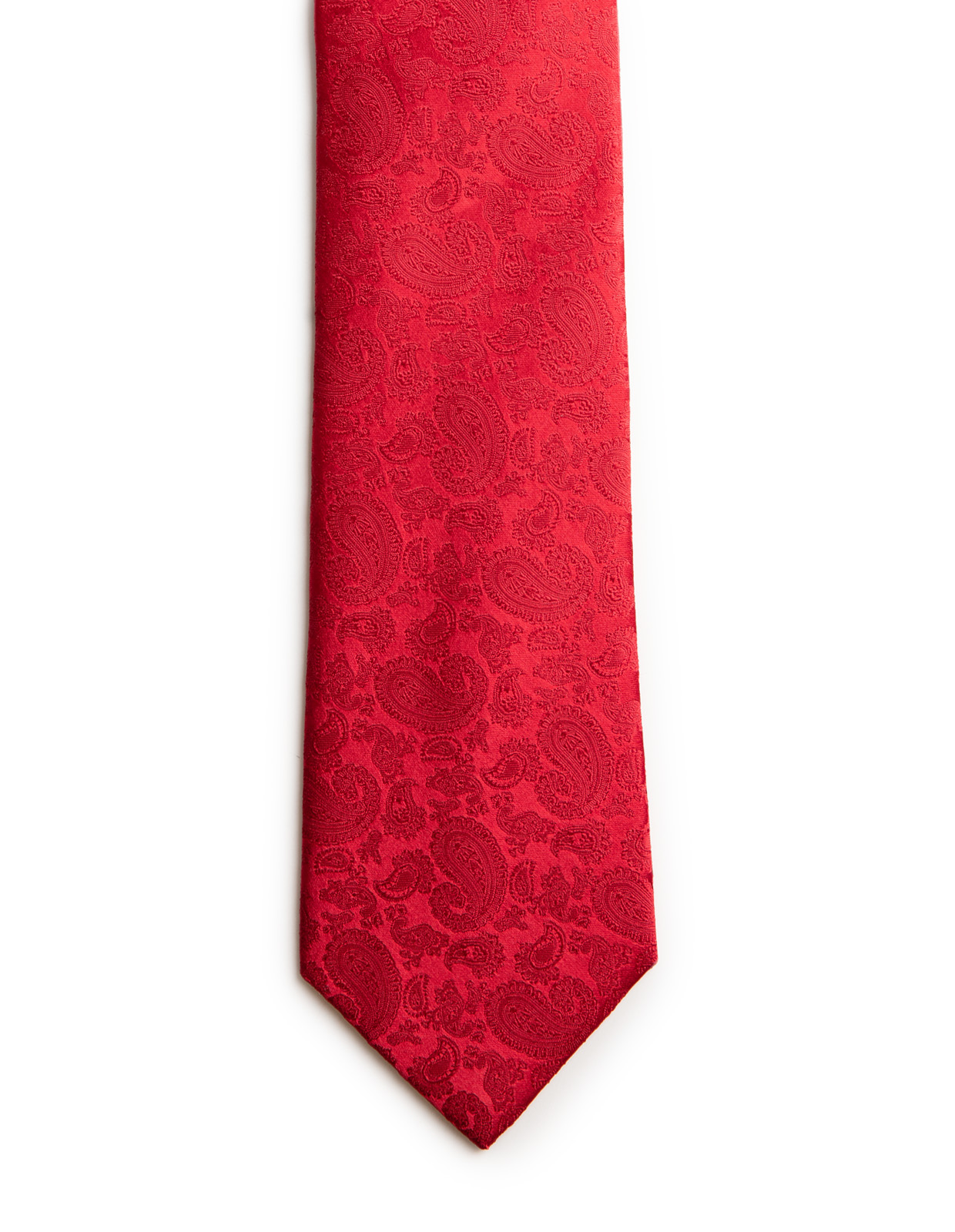 Jaquard Paisley Silk Tie Red