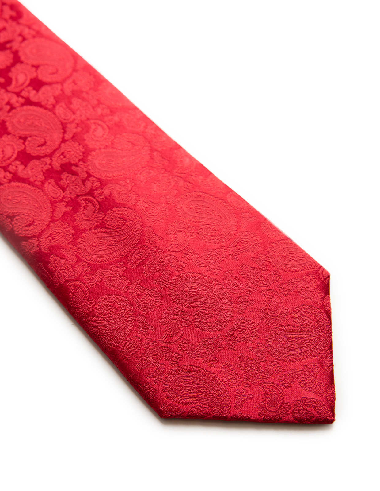 Jaquard Paisley Silk Tie Red