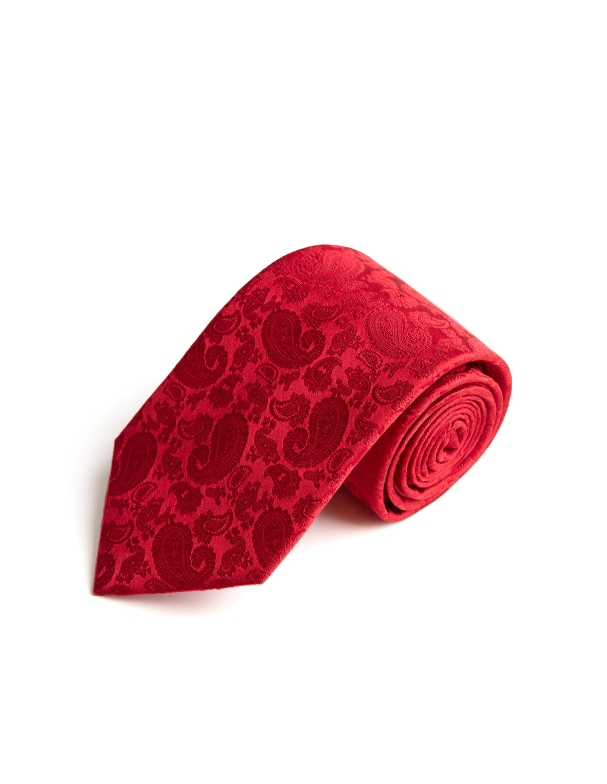 Jaquard Paisley Silk Tie Red