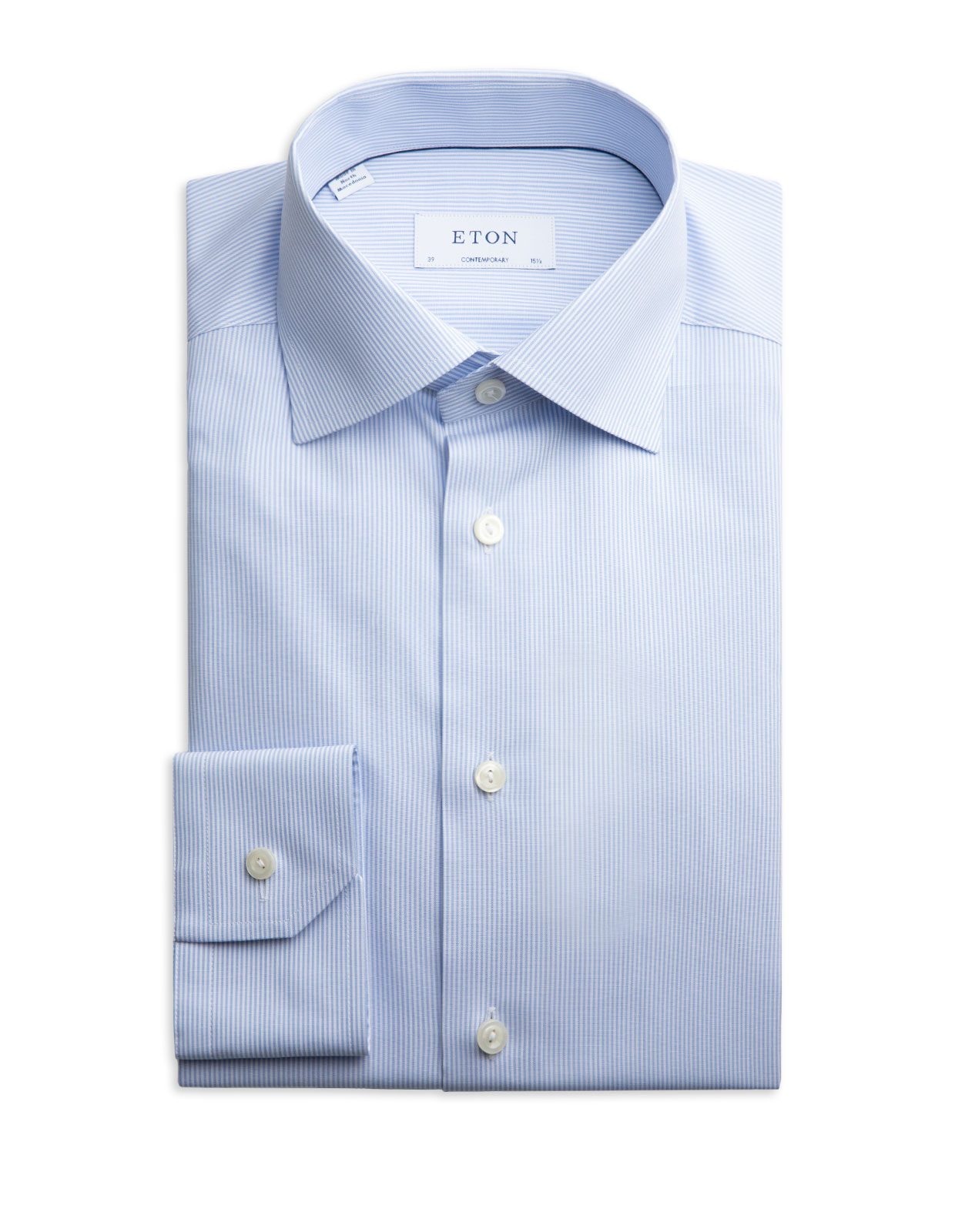 Contemporary Fit Stripe Poplin Shirt Light Blue