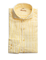 Fitted Body Shirt Striped Linen Yellow/White