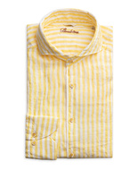Fitted Body Shirt Striped Linen Yellow/White