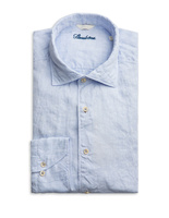 Fitted Body Linen Shirt Pale Blue