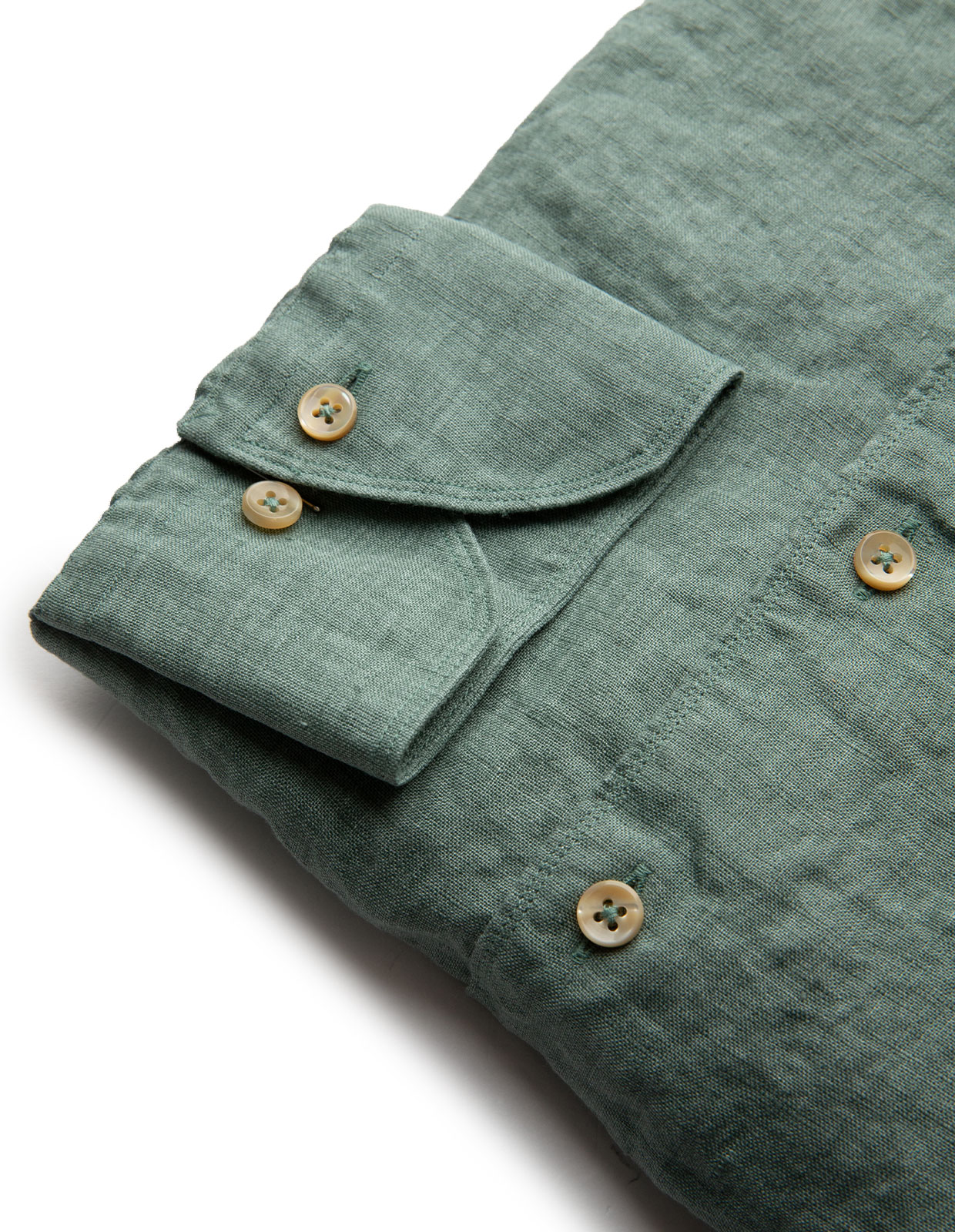 Fitted Body Linen Shirt Sage Green