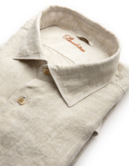 Fitted Body Skjorta Linne Beige M
