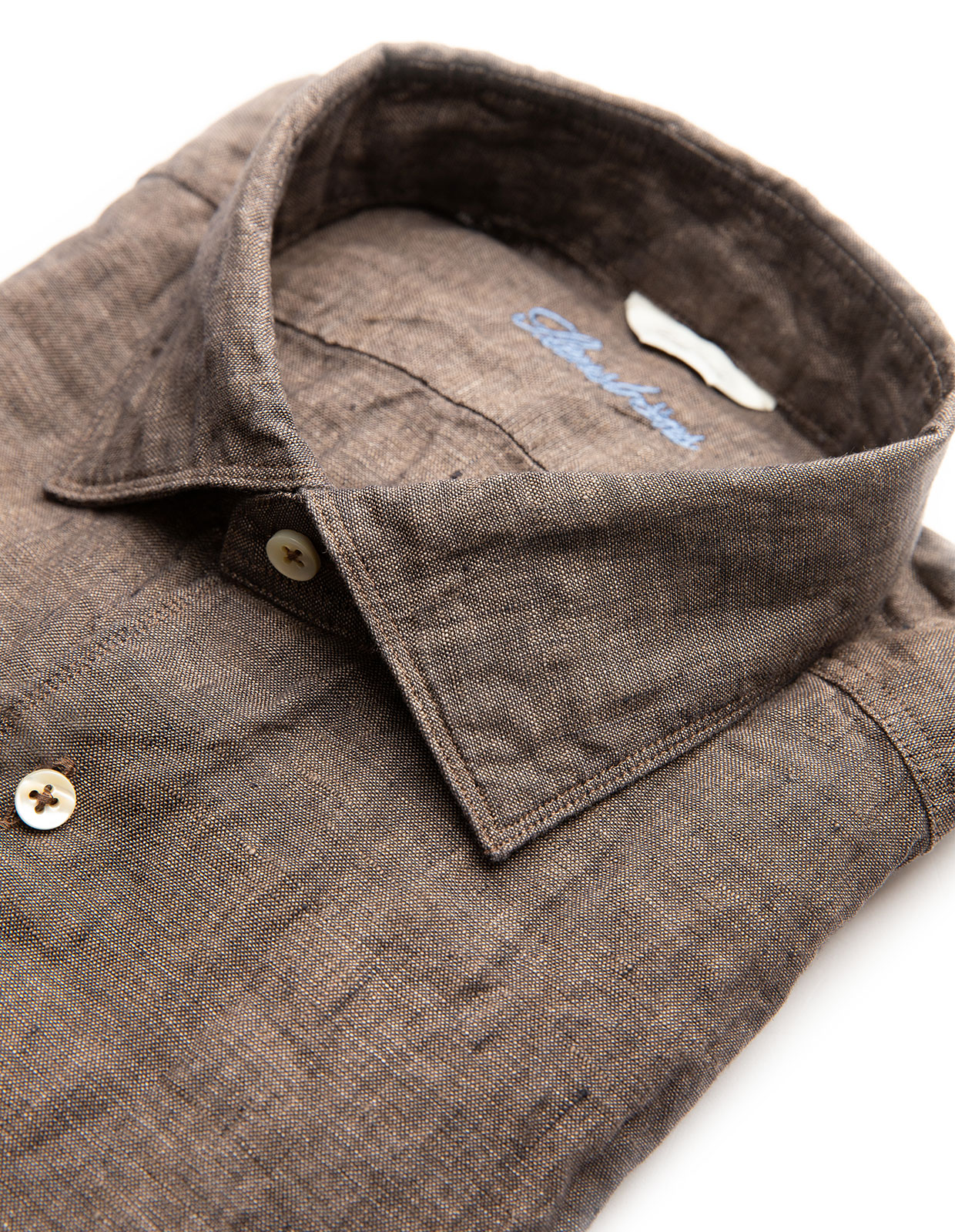 Slimline Skjorta Linne Brun XL