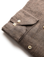 Slimline Skjorta Linne Brun XL