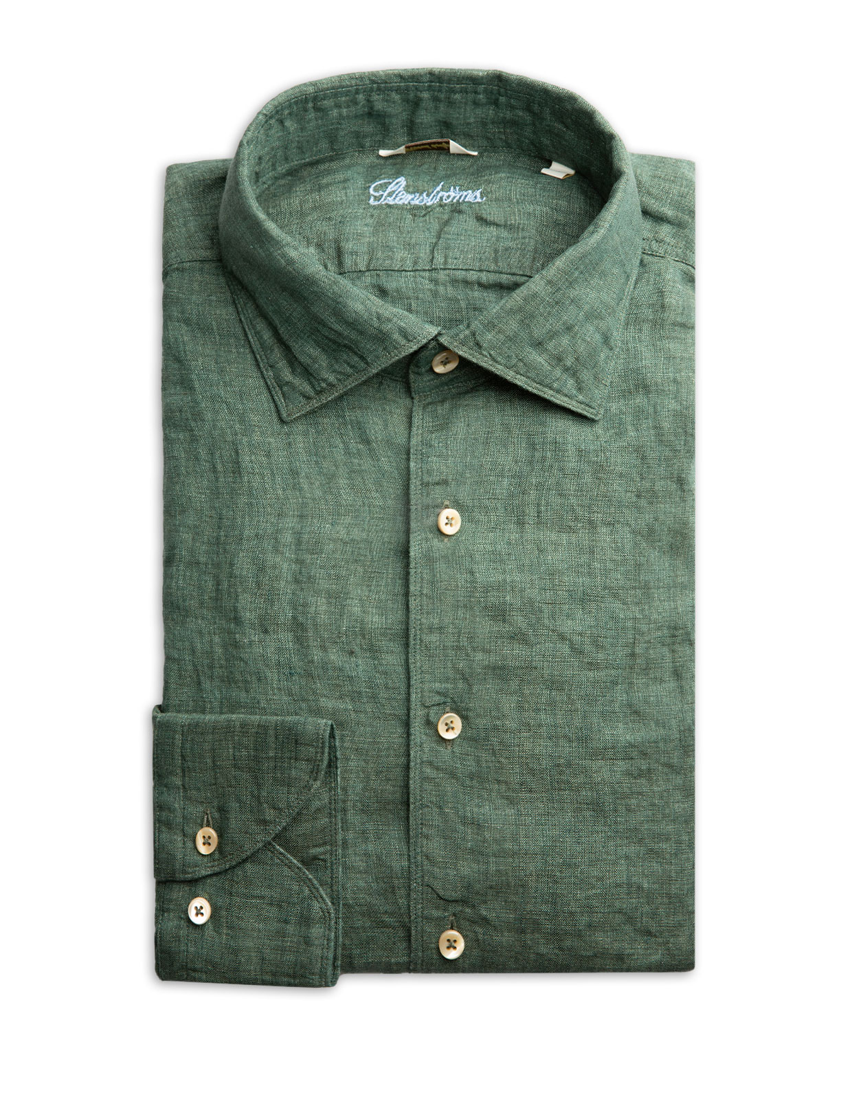 Slimline Linen Shirt Pine Green