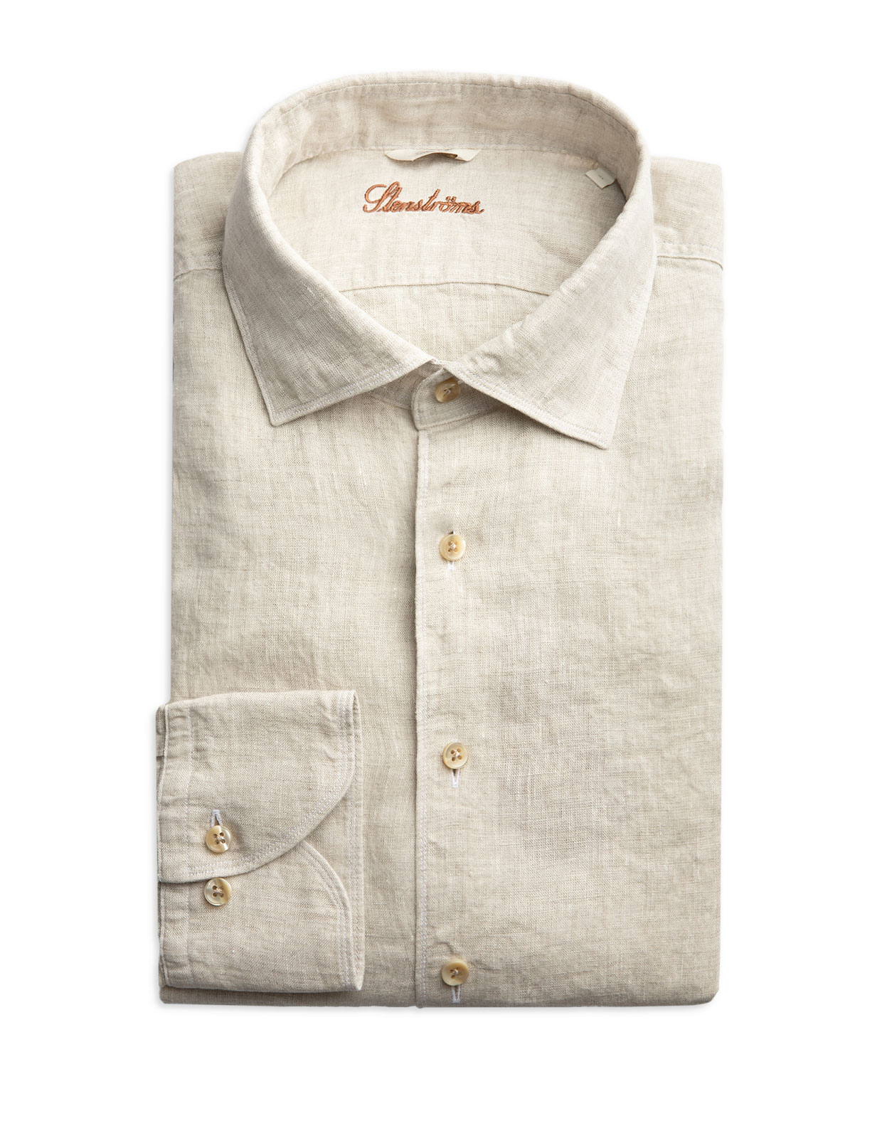 Slimline Skjorta Linne Ljusbeige