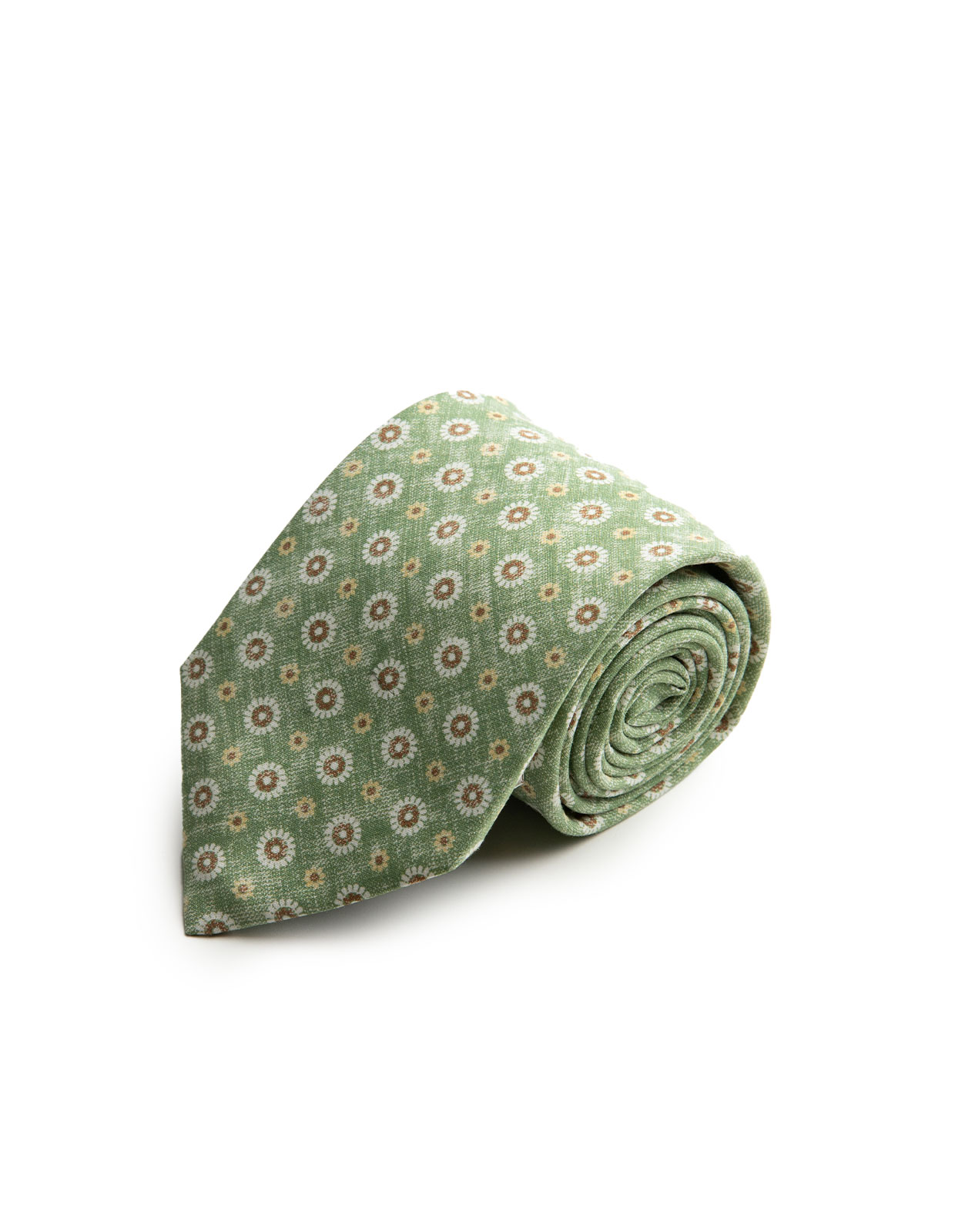 Printed Silk Tie Washed Green/Daisy