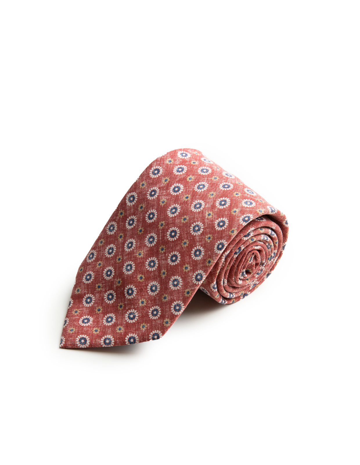 Printed Silk Tie Washed Red/Daisy