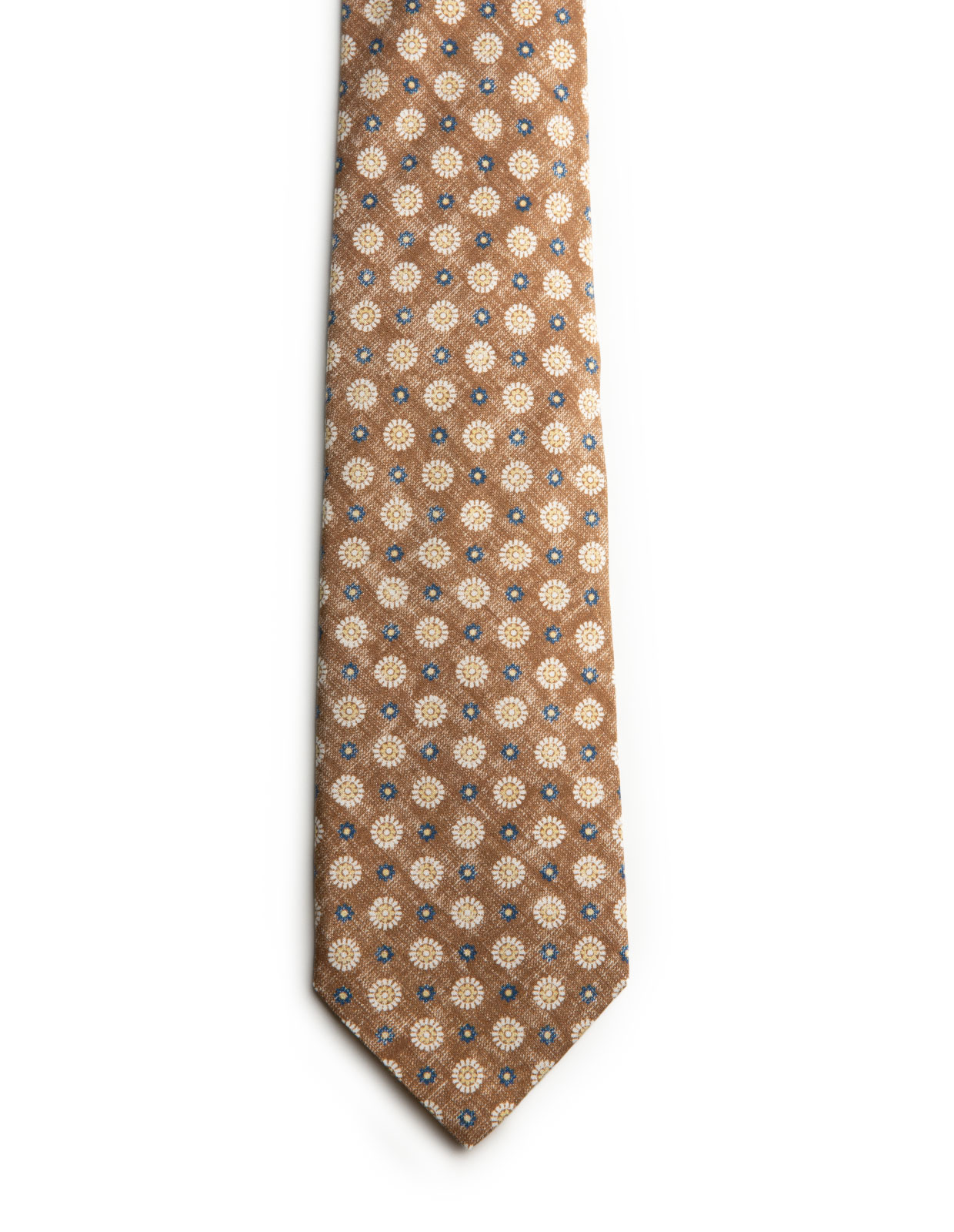 Printed Silk Tie Washed Brown/Daisy