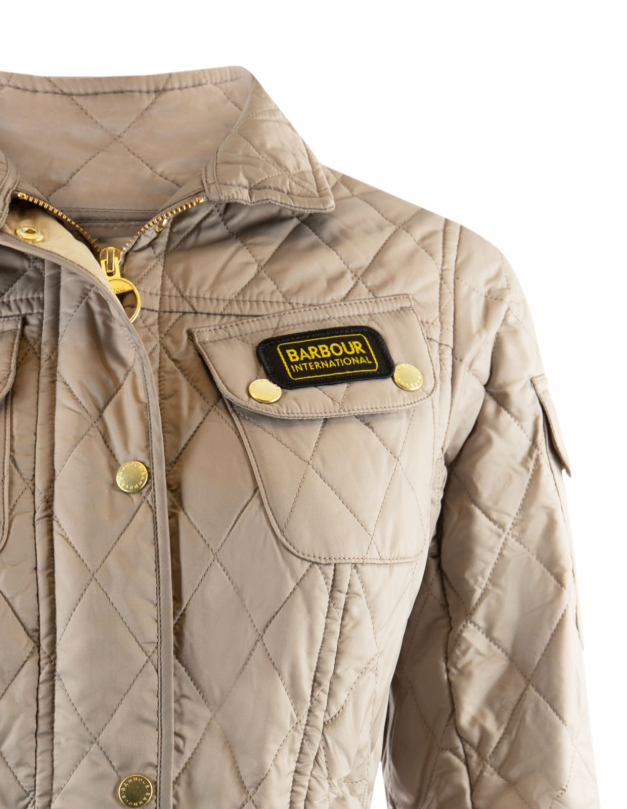 Barbour International Quilted Jacket Taupe/Pearl Stl 12