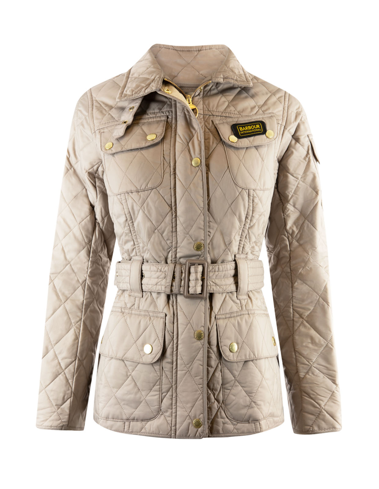 Barbour International Quilted Jacket Taupe/Pearl Stl 12