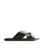 Beach Slipper Grained Leather Dark Brown