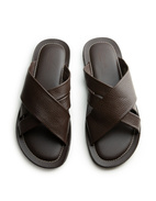 Beach Slipper Grained Leather Dark Brown