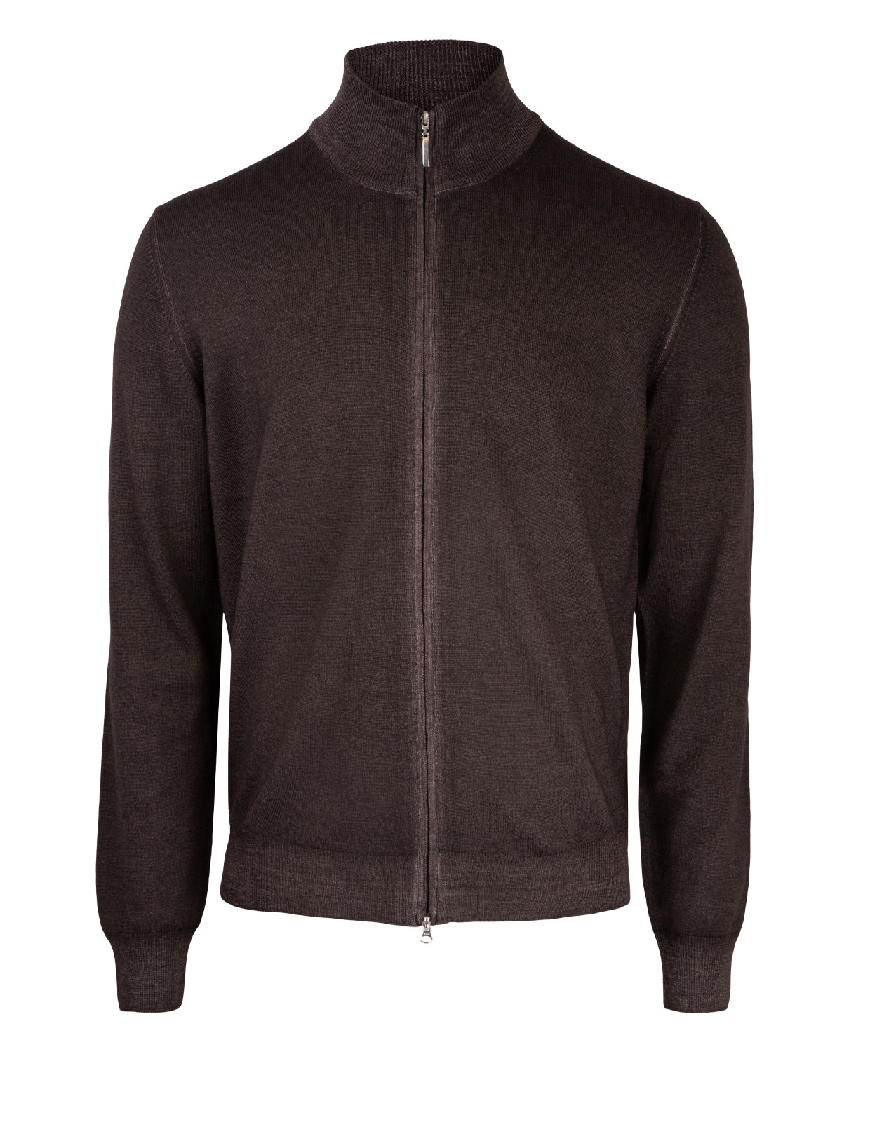 Full Zip Vintage Merino Cardigan Brown