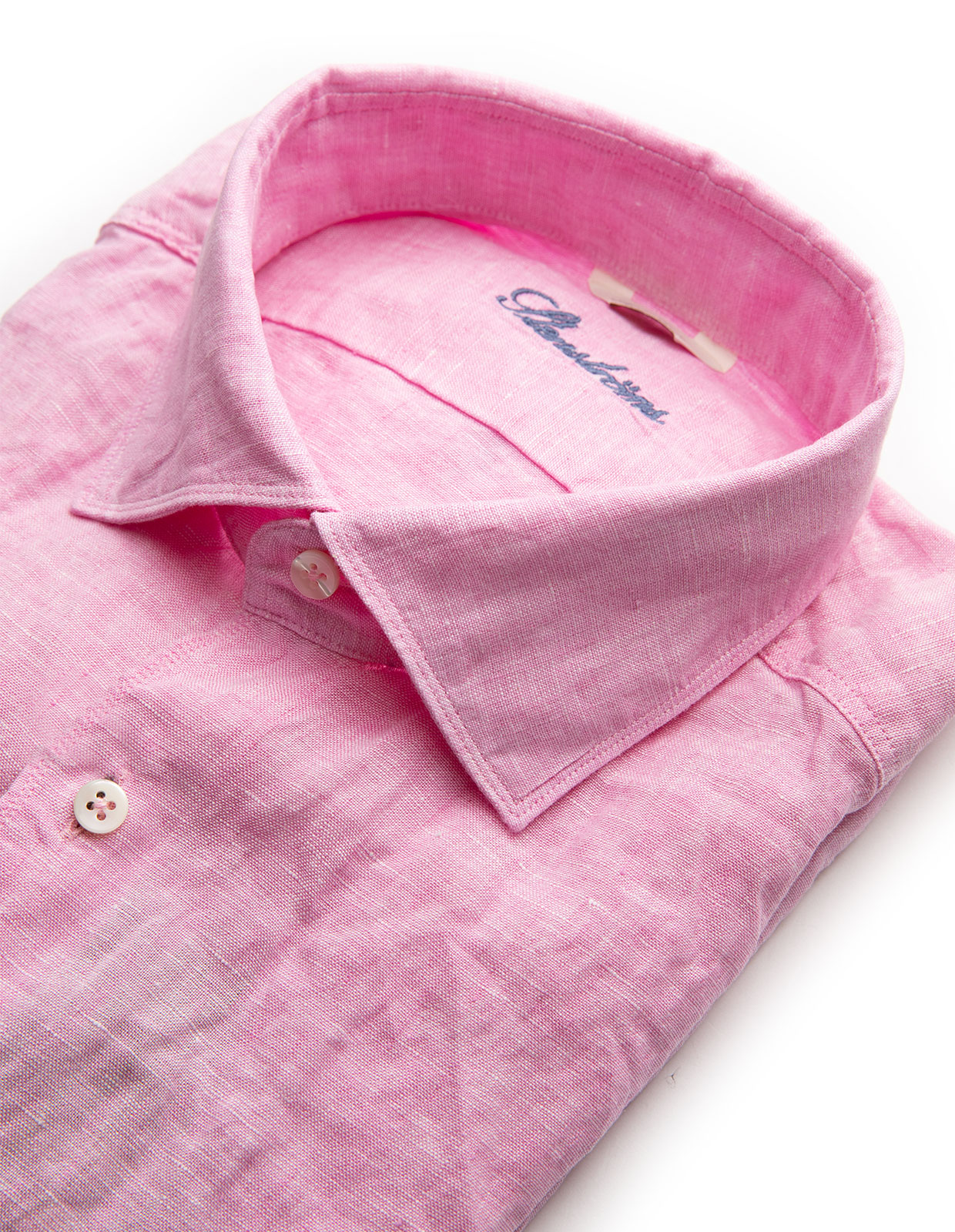 Fitted Body Linen Shirt Pink