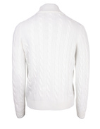 Full Button Cable Cardigan Wool & Cashmere White Stl 50