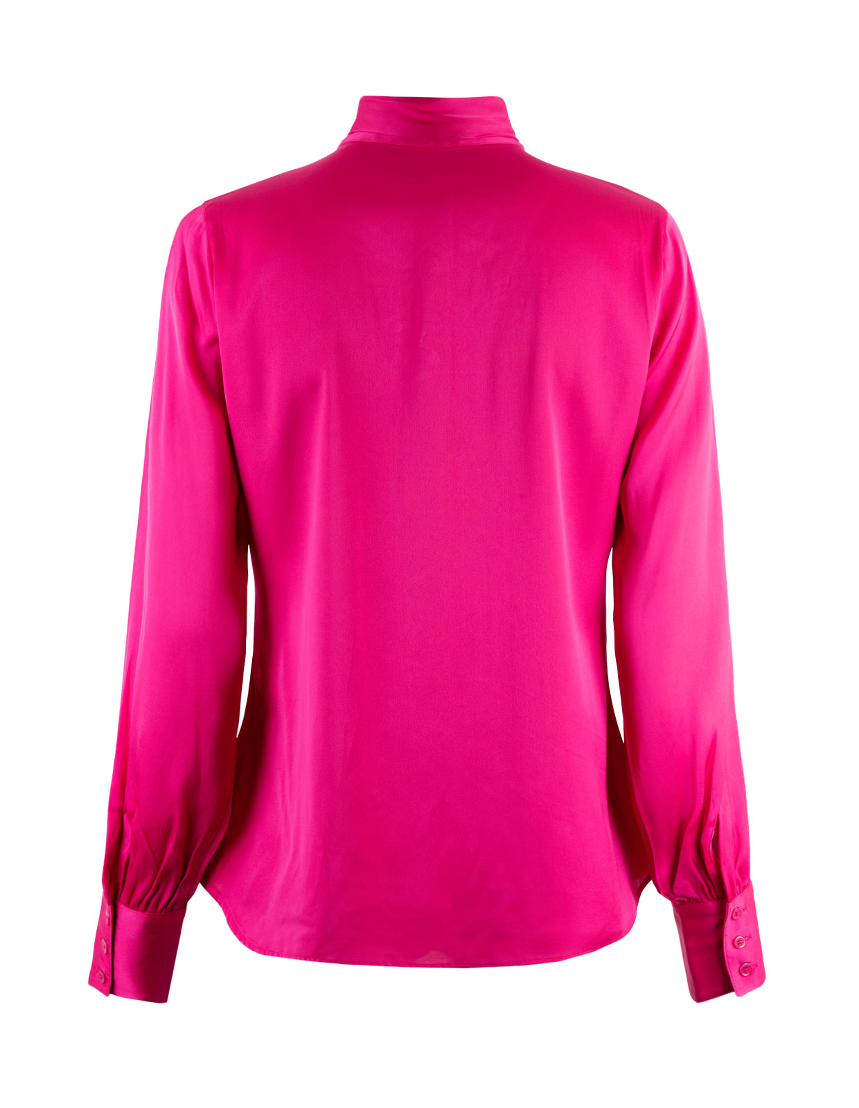 Silk Blouse with Bow Collar Dark Pink