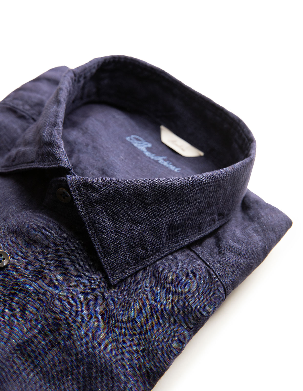 Fitted Body Linen Shirt Dark Navy