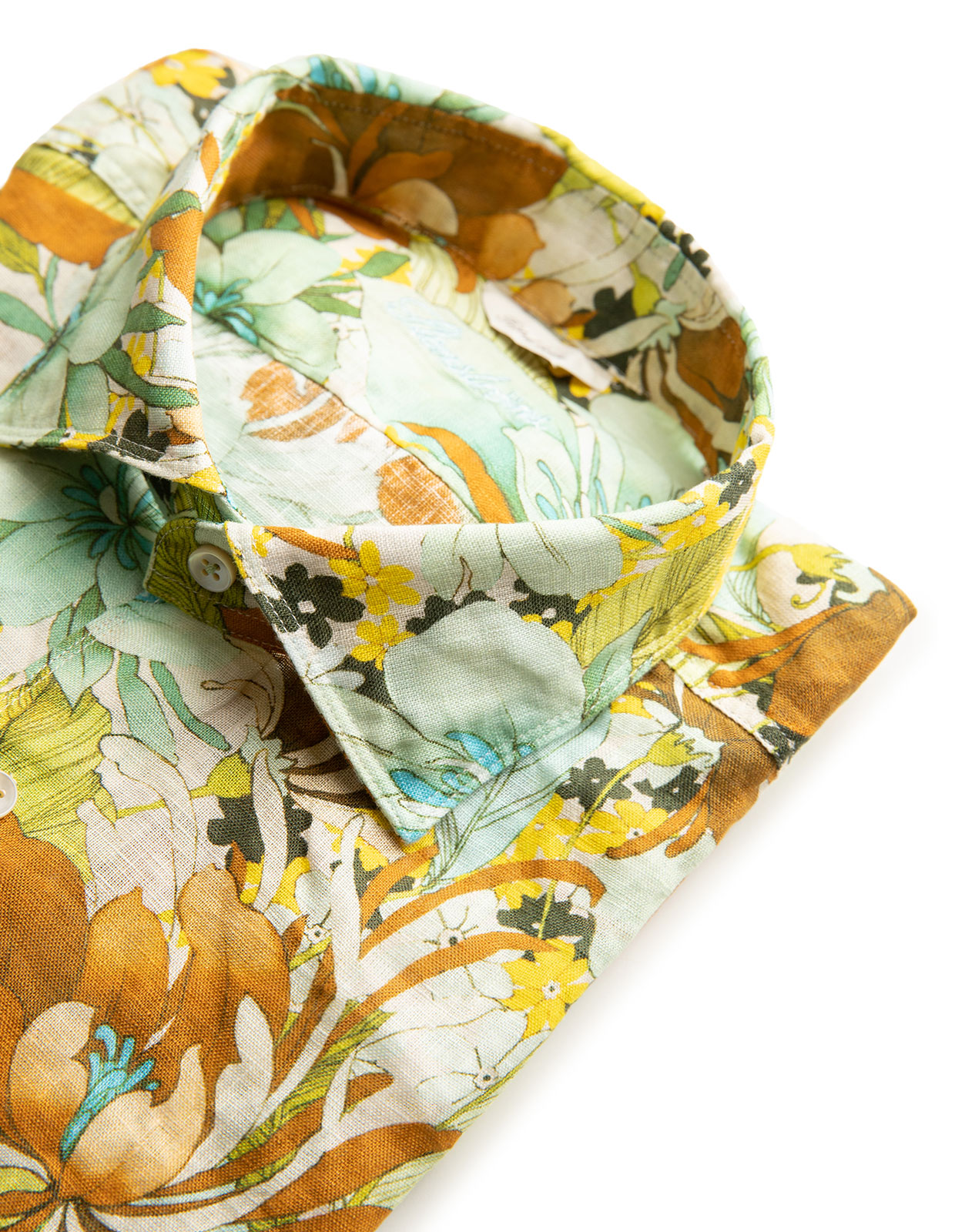 Fitted Body Printed Linen Shirt Floral