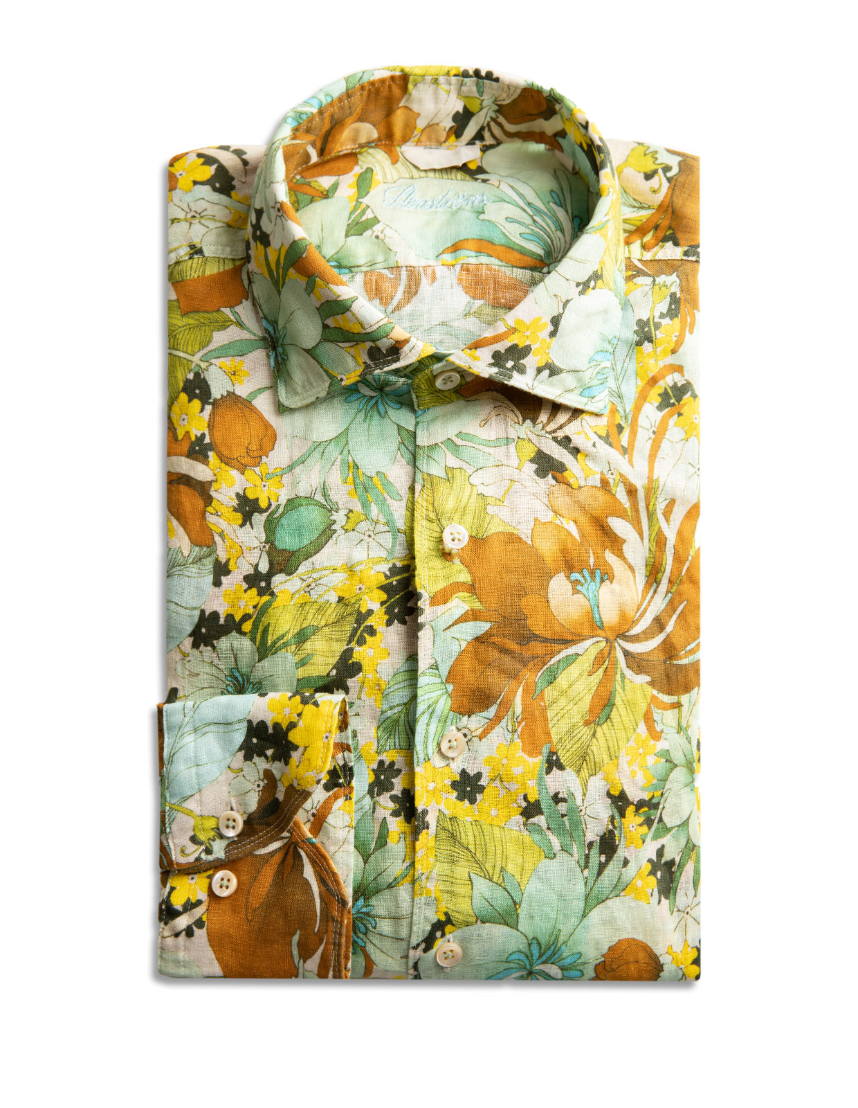 Fitted Body Printed Linen Shirt Floral