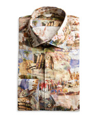 Slimline Printed Linen Shirt Beach Stl M