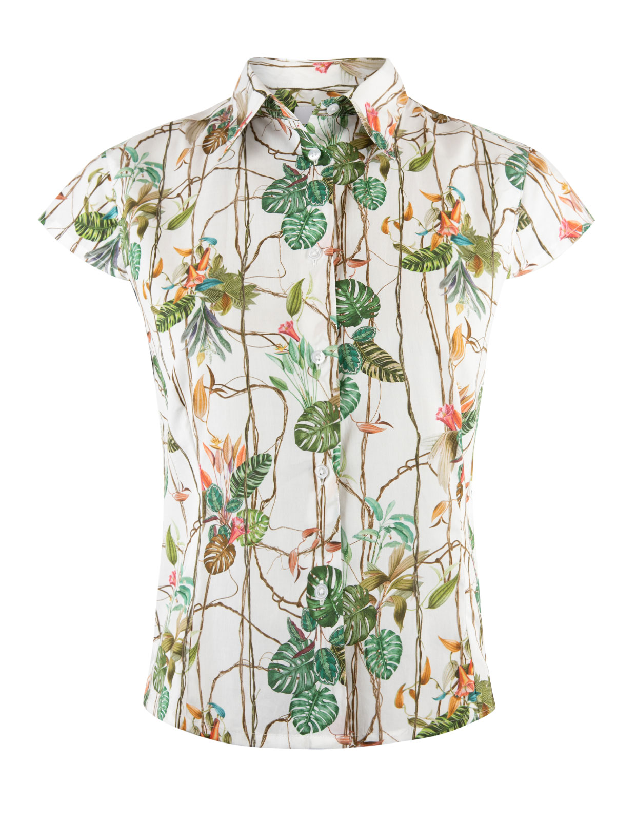 Cotton Shirt Cap Sleeve Jungle