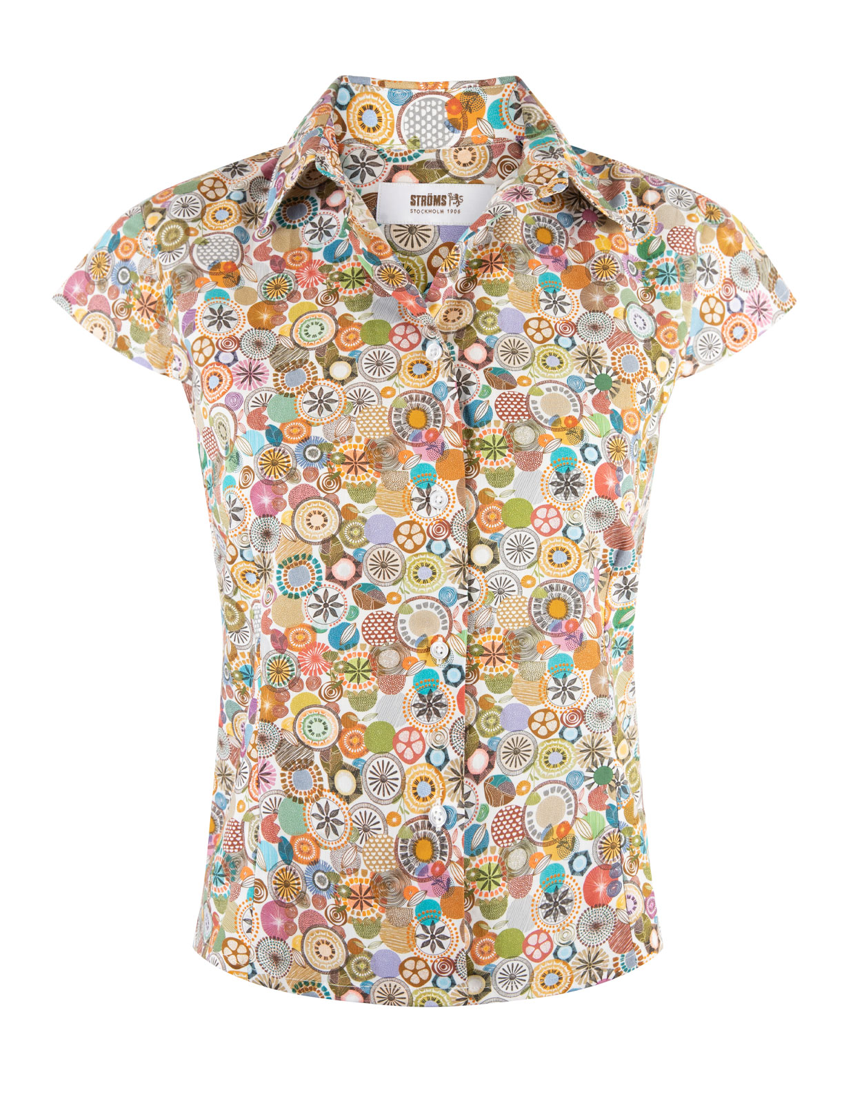 Cotton Shirt Cap Sleeve Multi Flower