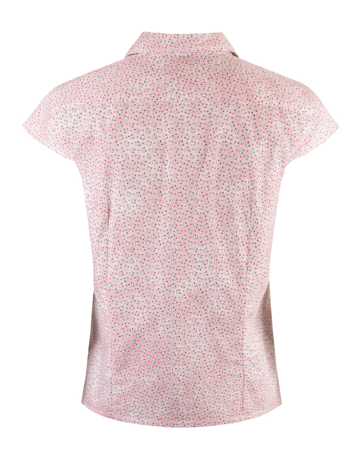 Cotton Shirt Cap Sleeve Pink Flower