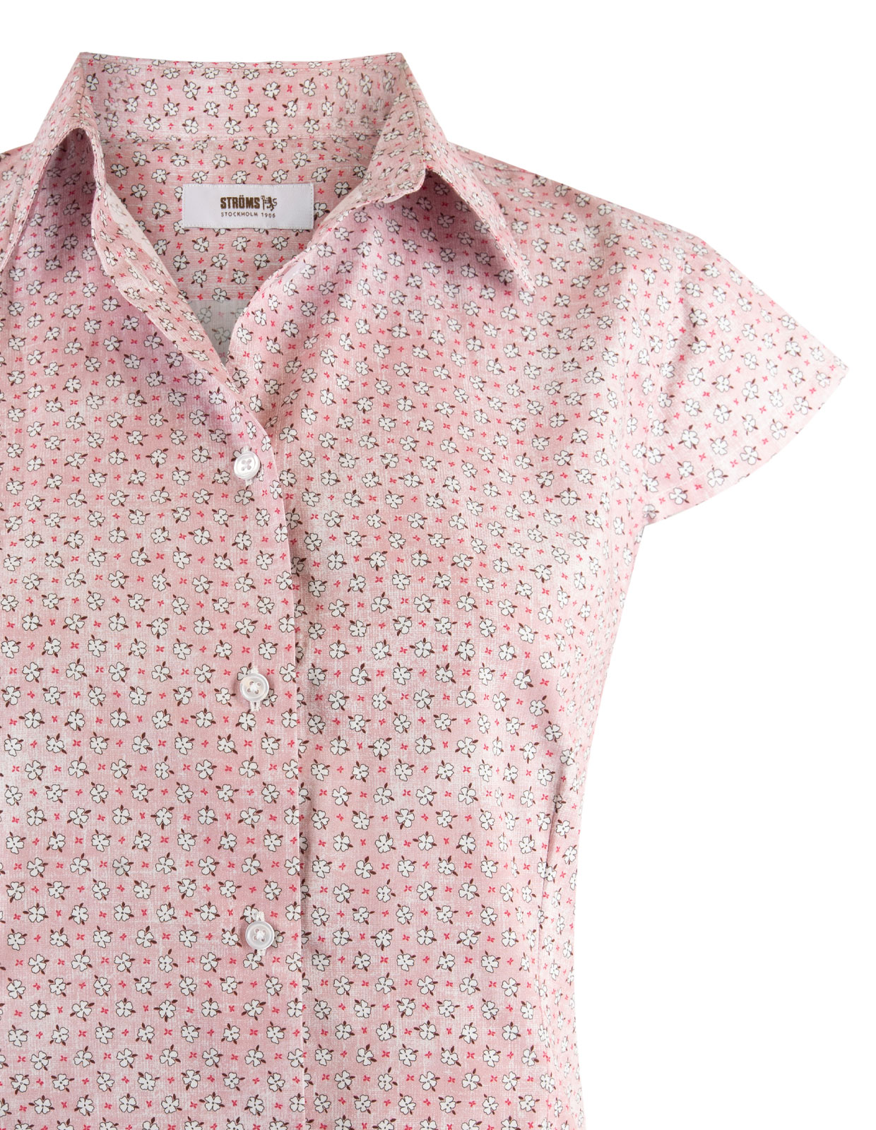 Cotton Shirt Cap Sleeve Pink Flower