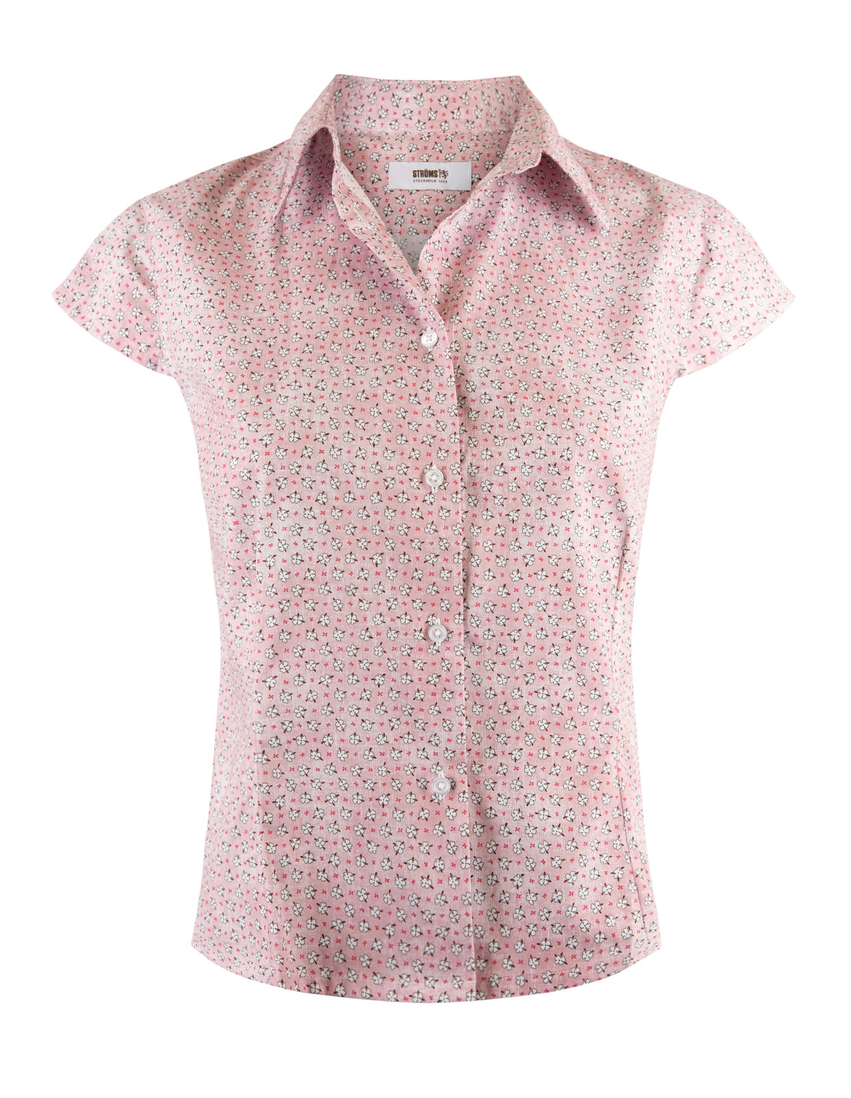 Cotton Shirt Cap Sleeve Pink Flower