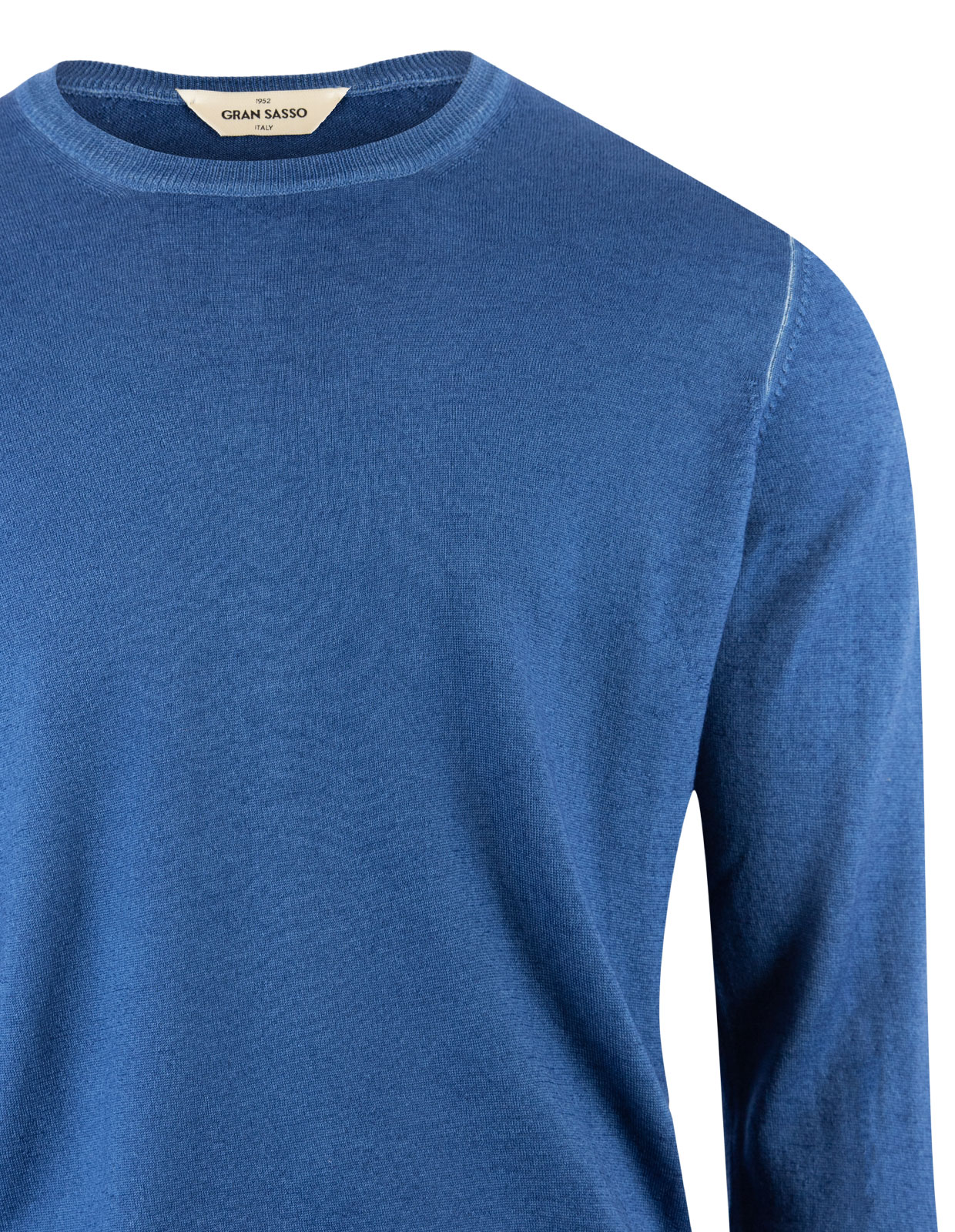 Crew Neck Vintage Summer Merino Italy Blue Stl 48