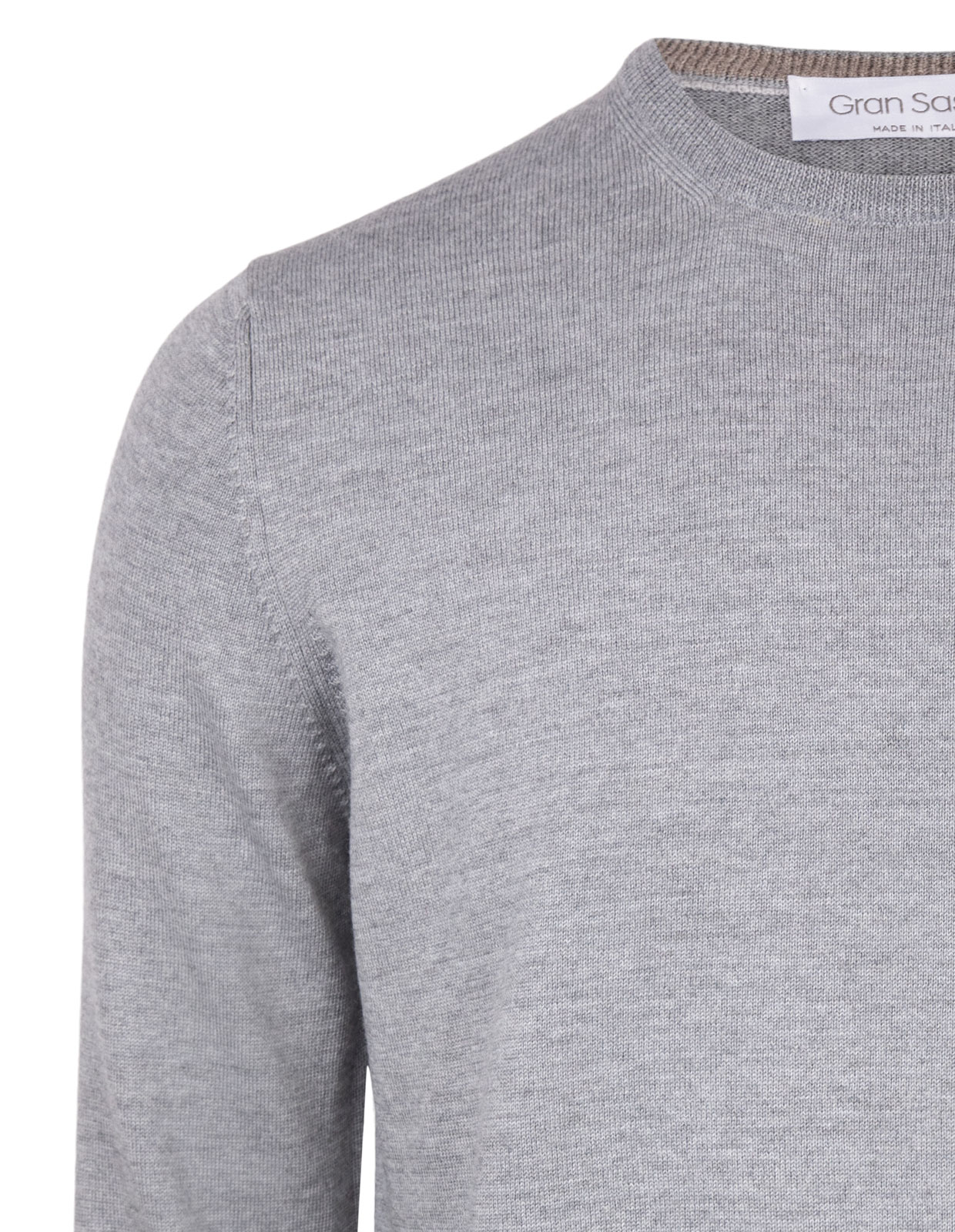 Fashion Fit Crew Neck Merino Pullover L.Grey Melange Stl 46