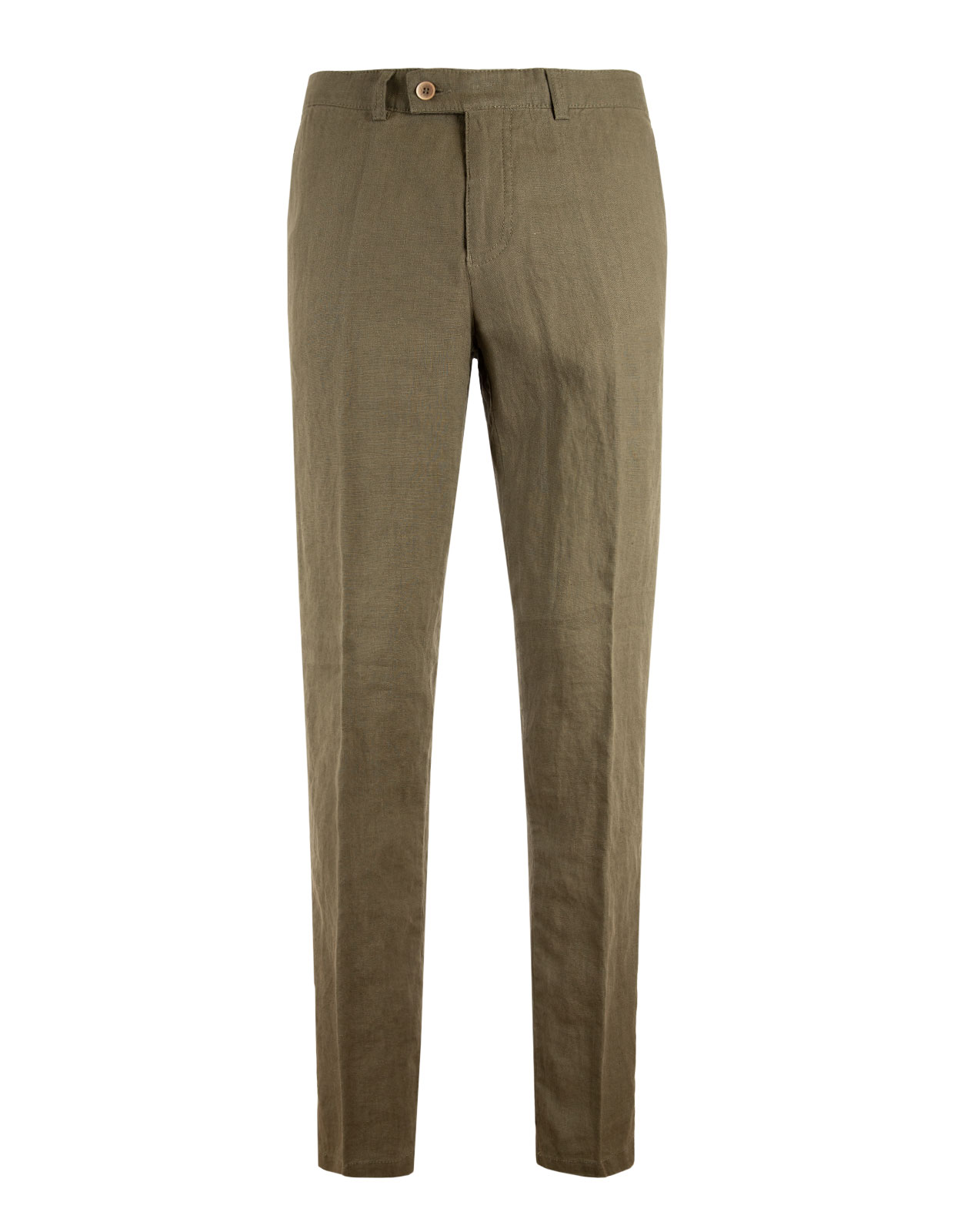 Linen Trousers Regular Fit Olive Stl 58