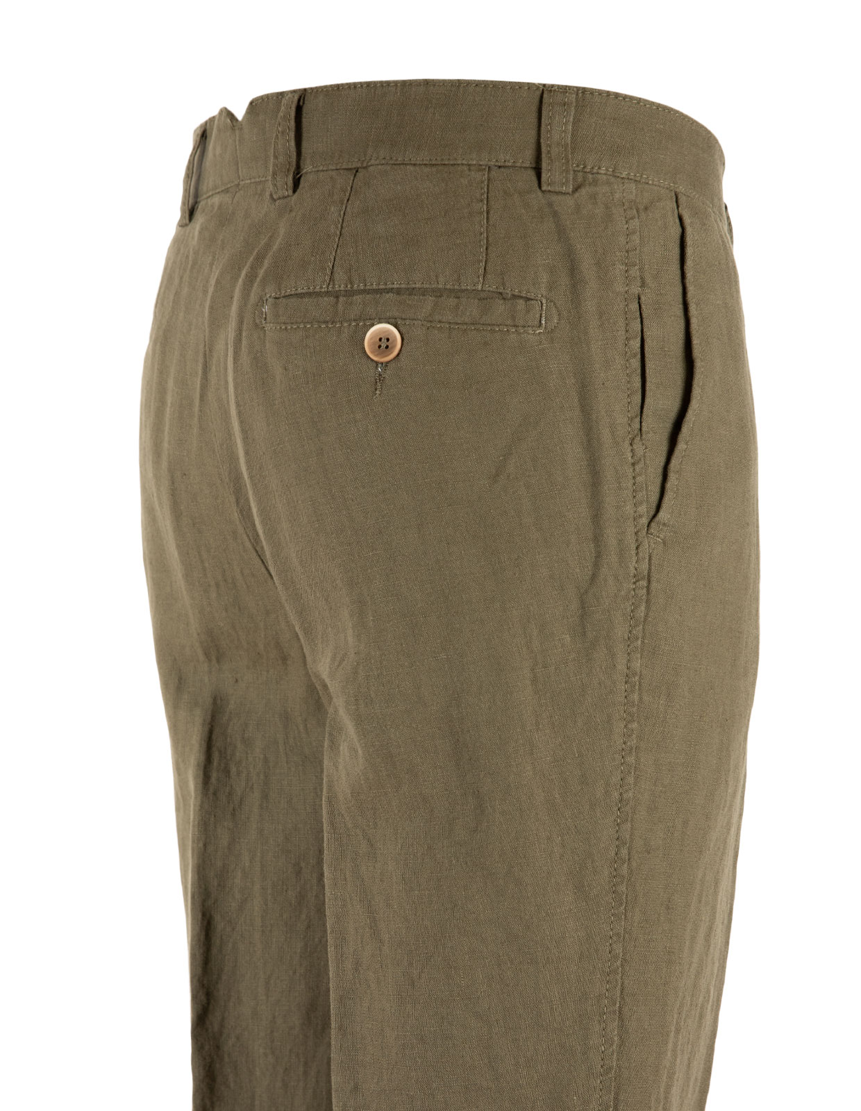 Linen Trousers Regular Fit Olive Stl 58