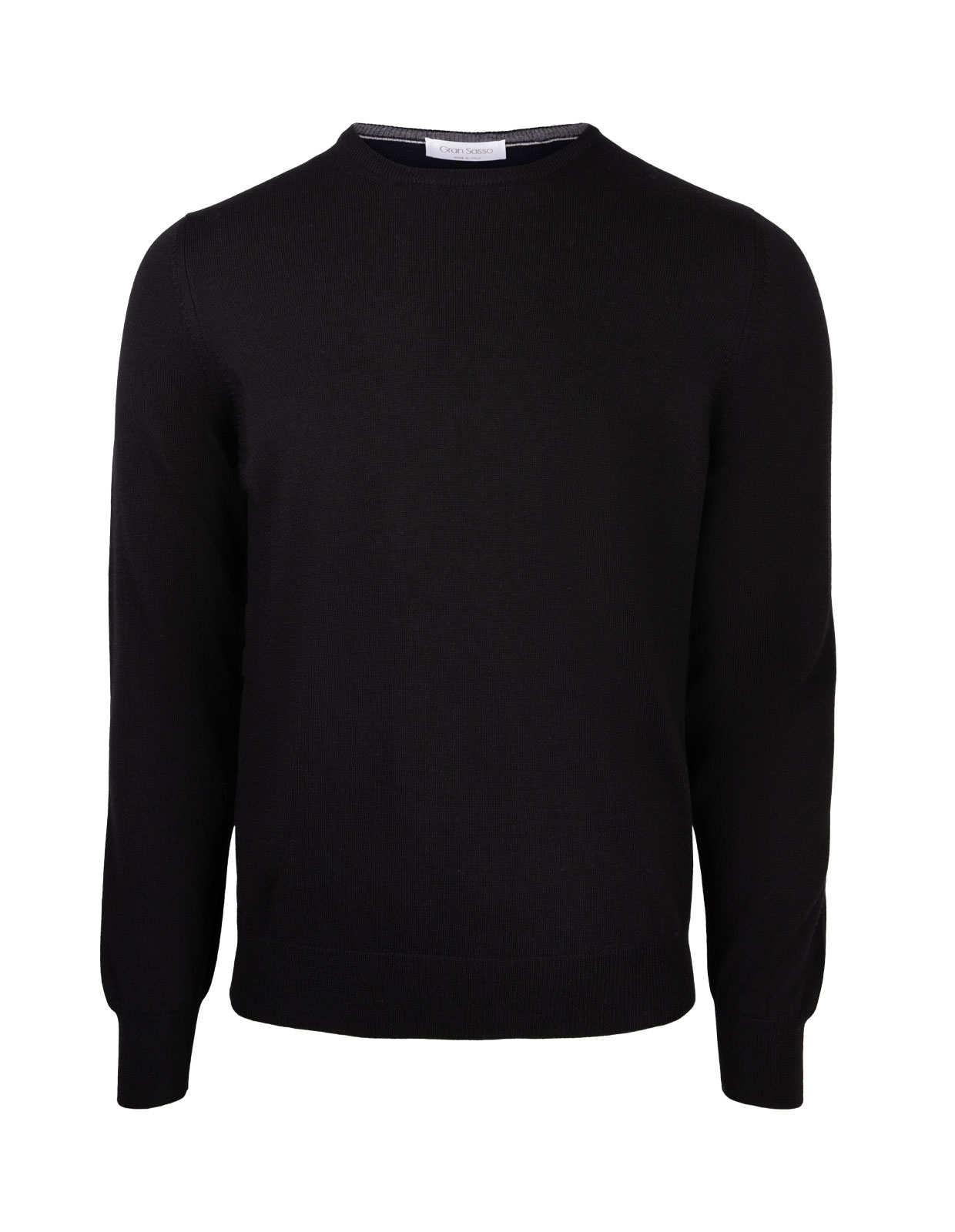 Fashion Fit Crew Neck Merino Pullover Black