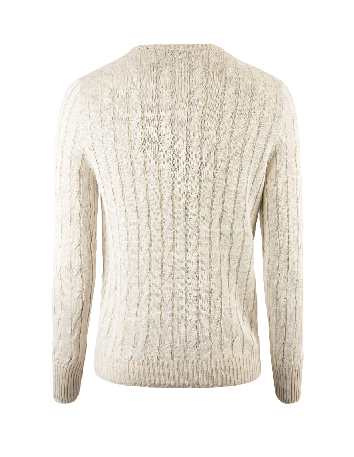 Linen Cable Crew Neck Offwhite