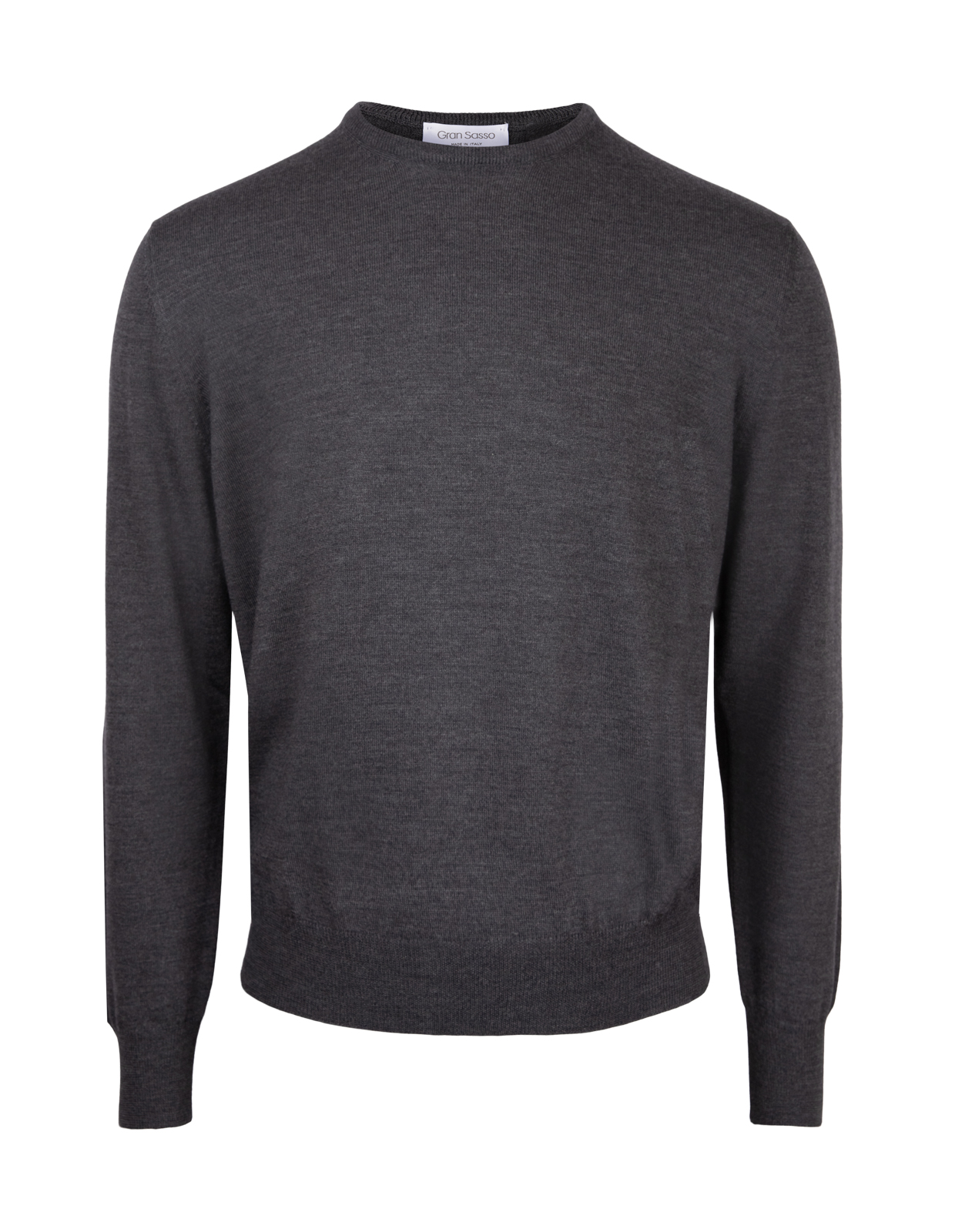 Fashion Fit Crew Neck Merino Pullover Charcoal Stl 54